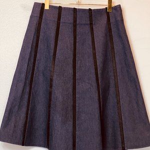 Cecilia Gadea - Dark Blue Soft Denim with Black Ribbon Trim - Size Medium